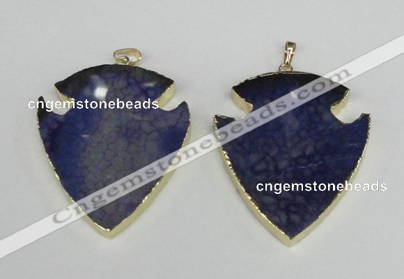 NGP1961 47*57mm arrowhead agate gemstone pendants wholesale