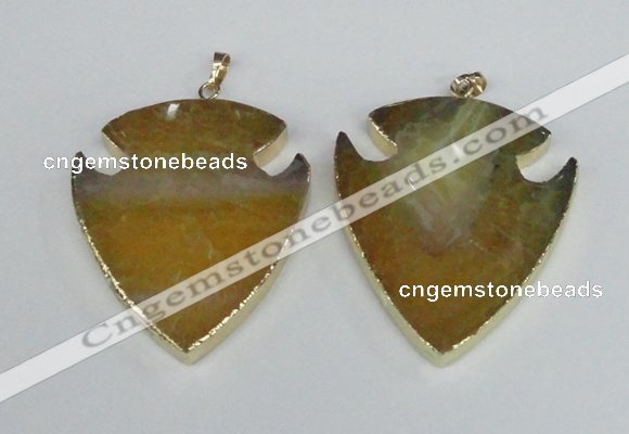 NGP1963 47*57mm arrowhead agate gemstone pendants wholesale