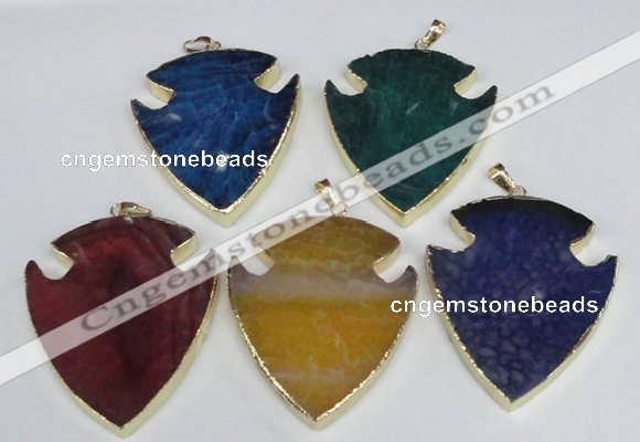 NGP1966 47*57mm arrowhead agate gemstone pendants wholesale