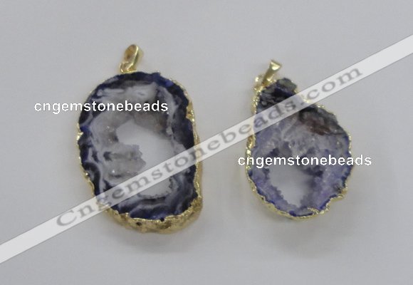 NGP1970 25*40mm - 30*50mm freeform druzy agate gemstone pendants