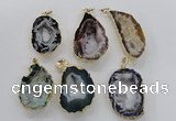 NGP1974 25*40mm - 30*50mm freeform druzy agate gemstone pendants