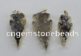 NGP1987 15*40mm - 20*50mm arrowhead druzy agate pendants