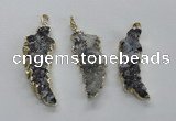 NGP1988 15*40mm - 20*50mm wing-shaped druzy agate pendants