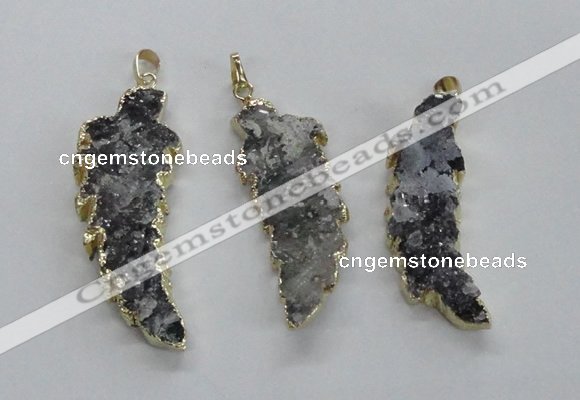 NGP1988 15*40mm - 20*50mm wing-shaped druzy agate pendants