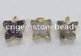 NGP1990 22*25mm - 25*30mm butterfly druzy agate pendants