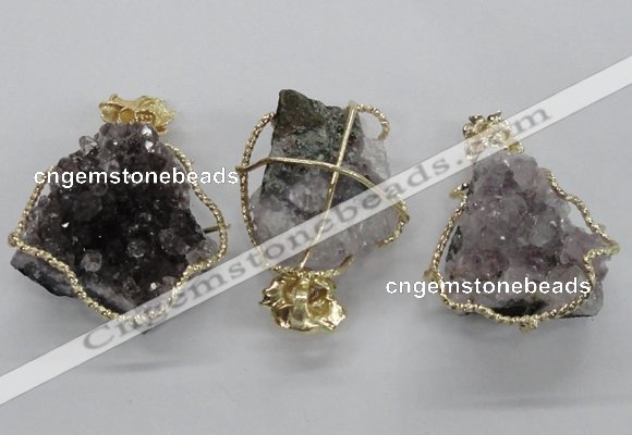 NGP1992 35*40mm - 40*45mm freeform druzy amethyst pendants