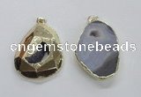 NGP1995 35*45mm - 40*50mm freeform plated druzy agate pendants