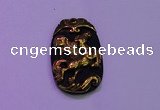 NGP2004 22*35mm carved gold plated matte black obsidian pendants