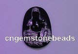 NGP2027 35*55mm carved silver plated matte black obsidian pendants