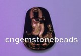 NGP2031 40*60mm carved gold plated matte black obsidian pendants