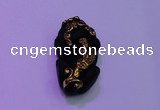 NGP2047 15*20*40mm carved gold plated matte black obsidian pendants