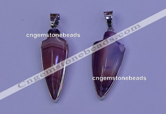 NGP2059 15*40mm - 18*45mm arrowhead striped agate pendants