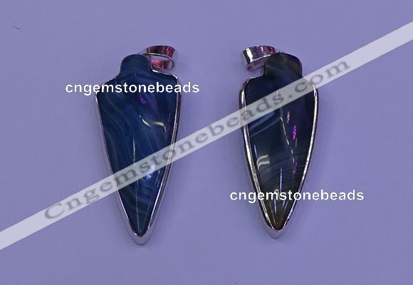 NGP2061 15*40mm - 18*45mm arrowhead striped agate pendants