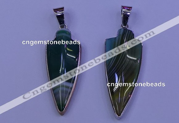 NGP2062 15*40mm - 18*45mm arrowhead striped agate pendants