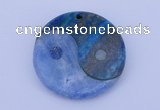 NGP207 6*40mm coin dyed blue lace agate & chrysocolla gemstone pendant