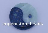 NGP209 6*40mm coin lapis lazuli & amazonite gemstone pendant