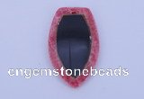 NGP211 30*50mm fashion dyed rhodochrosite & black stone pendant