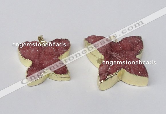 NGP2117 22*30mm - 25*30mm butterfly druzy agate gemstone pendants