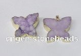 NGP2118 22*30mm - 25*30mm butterfly druzy agate gemstone pendants