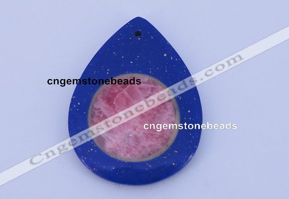 NGP212 37*50mm fashion dyed rhodochrosite & lapis lazuli gemstone pendant