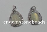 NGP2126 22*30mm agate gemstone pendants with crystal pave alloy settings