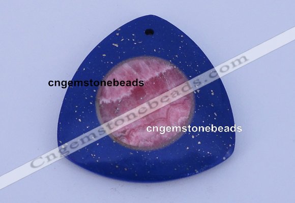 NGP213 45*45mm fashion dyed rhodochrosite & lapis lazuli gemstone pendant