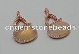 NGP2130 20*35mm agate gemstone pendants with crystal pave alloy settings