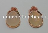 NGP2135 25*42mm agate gemstone pendants with crystal pave alloy settings