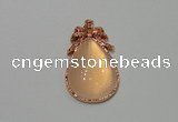 NGP2137 22*40mm agate gemstone pendants with crystal pave alloy settings