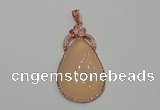 NGP2138 27*50mm agate gemstone pendants with crystal pave alloy settings