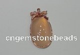 NGP2141 24*47mm agate gemstone pendants with crystal pave alloy settings