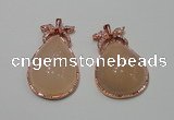 NGP2145 28*48mm agate gemstone pendants with crystal pave alloy settings