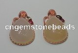 NGP2147 28*48mm agate gemstone pendants with crystal pave alloy settings