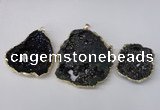 NGP2210 30*40mm - 45*55mm freeform plated druzy agate pendants