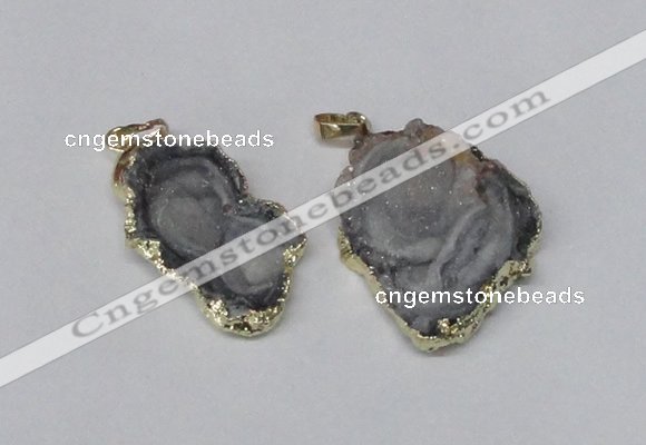 NGP2212 20*30mm - 35*35mm freeform plated druzy agate pendants