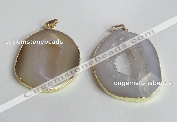 NGP2221 30*40mm - 40*45mm freeform druzy agate gemstone pendants