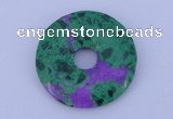 NGP223 5*30mm synthetic ruby zoisite & malachite gemstone donut pendant