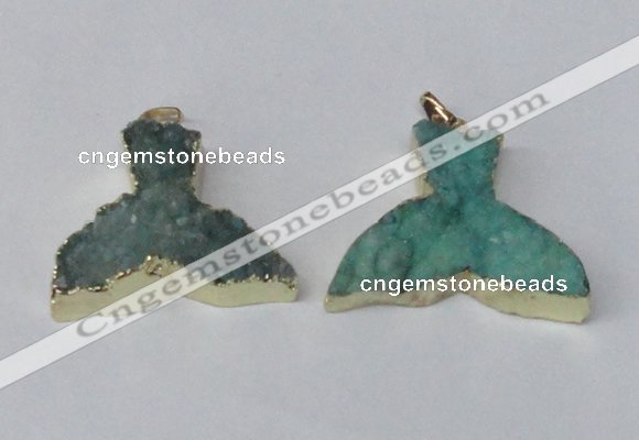 NGP2238 35*45mm - 40*55mm fishtail druzy agate gemstone pendants