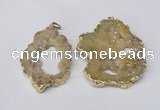 NGP2241 40*50mm - 45*55mm freeform plated druzy agate pendants