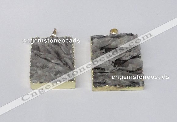 NGP2249 30*40mm - 40*45mm rectangle druzy agate gemstone pendants