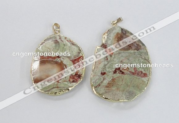 NGP2276 40*45mm - 45*60mm freeform ocean agate gemstone pendants