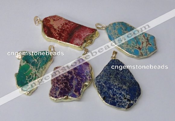 NGP2289 30*40mm - 40*50mm freeform sea sediment jasper pendants