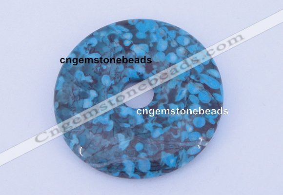 NGP232 8*55mm fashion dyed flower turquoise gemstone donut pendant