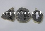 NGP2324 35*45mm - 45*55mm freeform plated druzy agate pendants