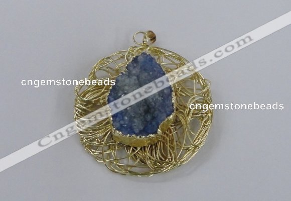 NGP2349 52mm - 55mm freeform druzy agate gemstone pendants