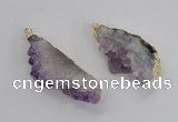 NGP2358 30*50mm - 30*65mm freeform druzy amethyst pendants