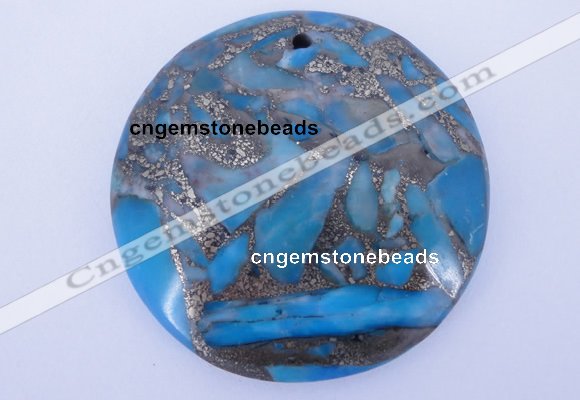 NGP236 7*40mm dyed golden turquoise & pyrite gemstone pendants