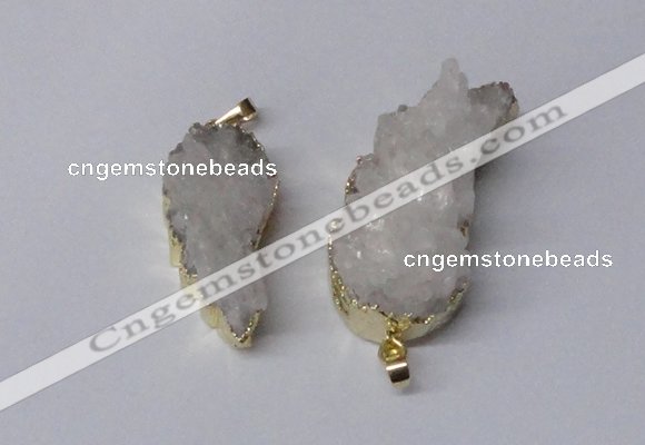 NGP2360 18*35mm - 22*45mm wing-shaped druzy quartz pendants