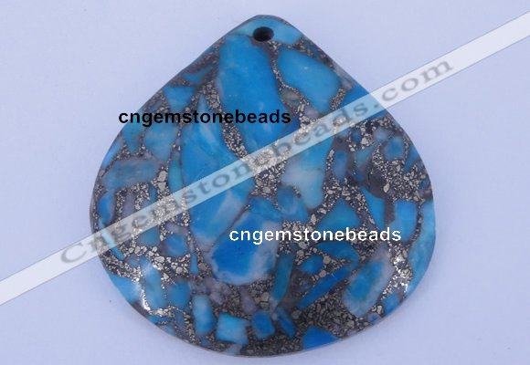 NGP237 40*40mm dyed golden turquoise & pyrite gemstone pendants