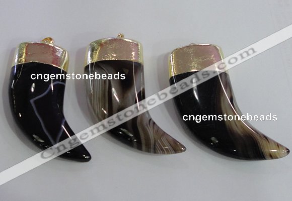 NGP2371 25*60mm - 28*65mm oxhorn agate gemstone pendants